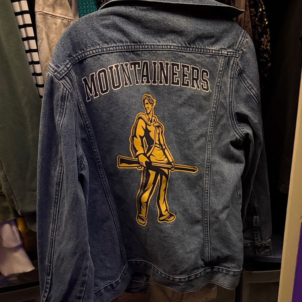 WVU Mountaineers Denim Jacket with Gold Mascot